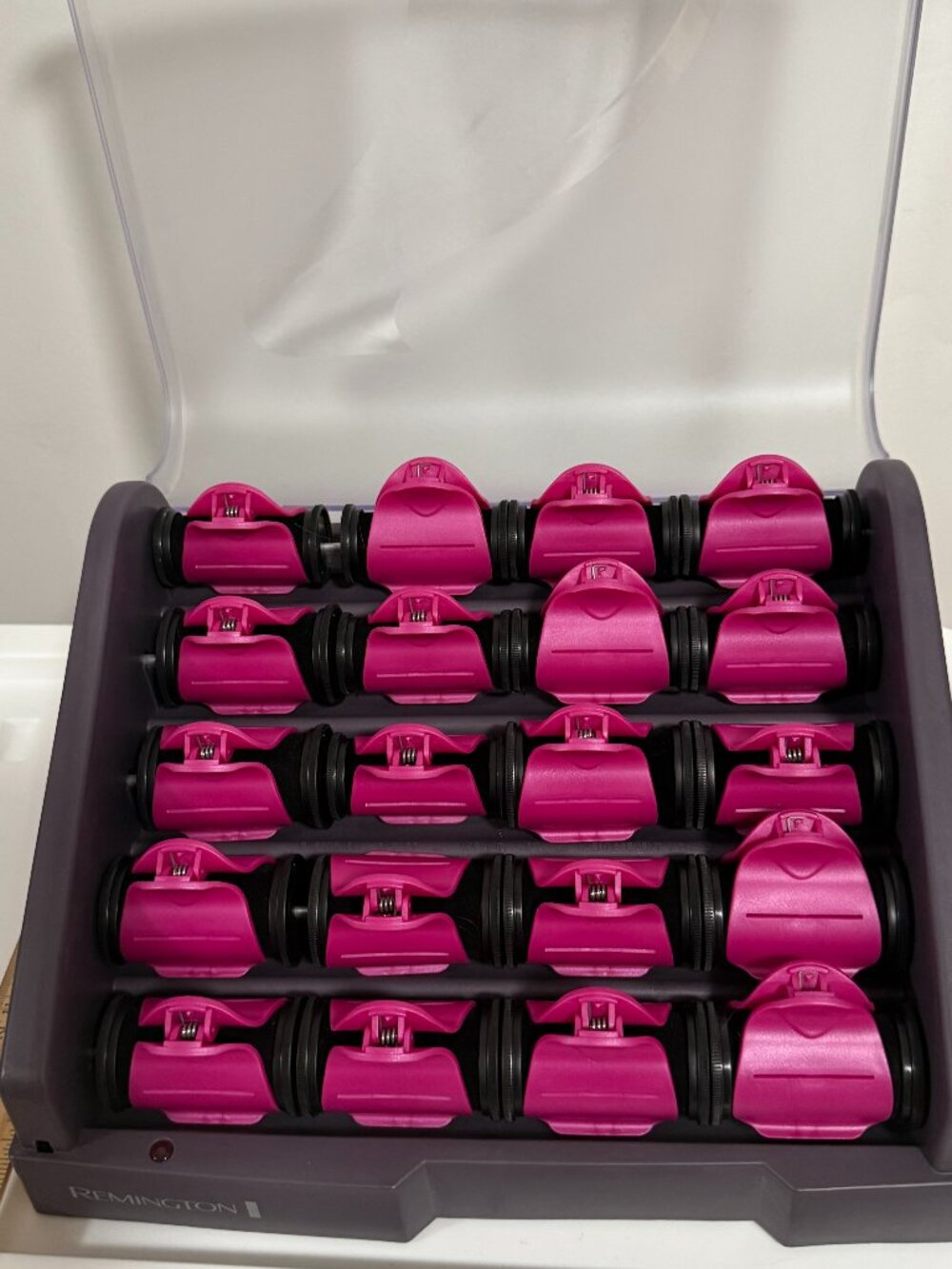 Remington Deluxe Hot Rollers Hair Curlers Flocked Velvet 2 Sizes Pink Clips